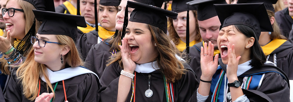 Students celebrating Commencement