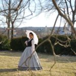 Laura posing in period costume.