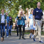 senior Marc Gehlsen gives a tour of campus