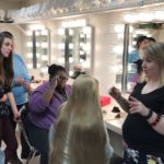 Madeline LeCuyer '11, a makeup artist and hairstylist on Broadway, shares tricks of the trade with UMW students in preparation for the opening of Steel Magnolias.