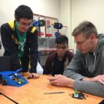 With 3D-printed plastic wheels and a micro-controller, this student-built battle bot is run through an app. #UMWMade