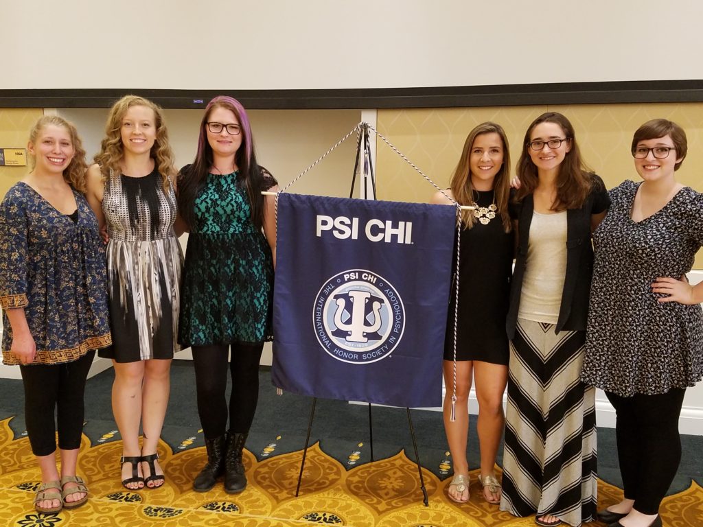 UMW Psi Chi officers, left to right: Aimee Silverman '18, Jamie Carey '18, Taylor Presley '18, Megan Jensen '18, Sophia Lamp '18 and Erin Shaw '19.