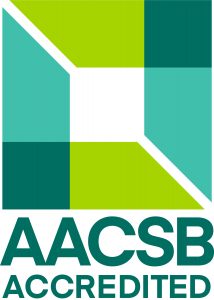 Here is an image of the AACSB accreditation badge. UMW's College of Business is AACSB accredited.