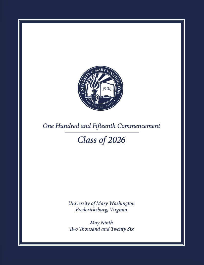 Cover of the 2026 UMW Commencement program.