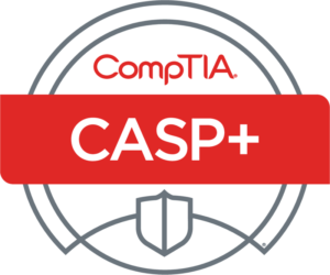 This logo is of the CompTIA Advanced Security Practitioner (CASP+) badge.