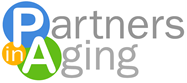 Partners In Aging Logo with a blue circle on the letter P, a yellow circle on the word "in" and a green circle on the letter A