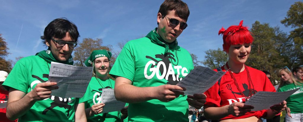 Students in Devil Goat Day shirts.