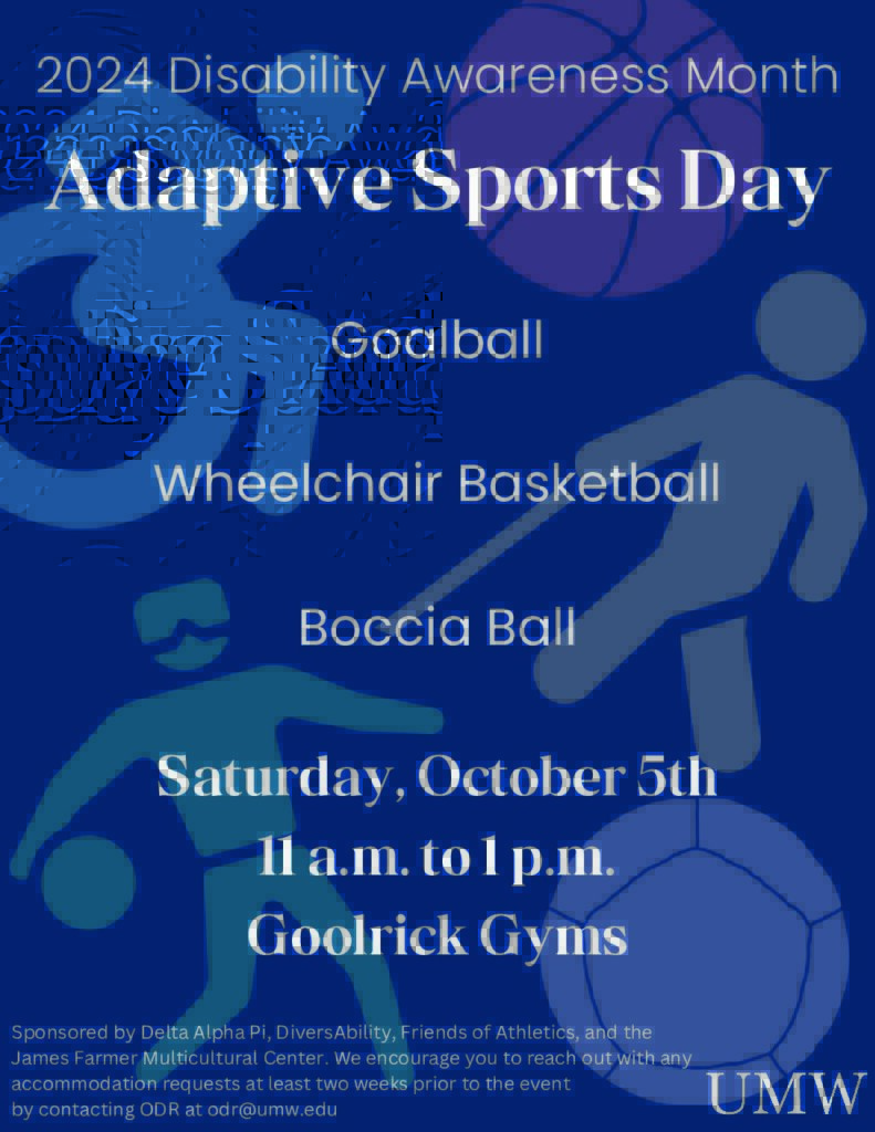 Flyer with date, time and location. Includes Wheelchair Basketball, Boccia Ball and Goalball.
