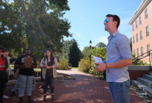 Marc Ghlsen giving a campus tour, Wednesday Oct. 12, 2016. (Photo by Norm Shafer).