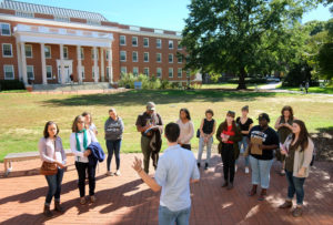 Marc Ghlsen giving a campus tour, Wednesday Oct. 12, 2016. (Photo by Norm Shafer).