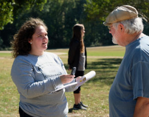 Sarah Rogers interivews Bill Bangham at Meadow Farm in Henrico County.