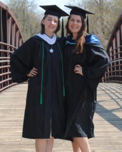 Martha Fuechsel ’16, M.Ed. ’17, received a master’s degree the night before her sister, Melanie Fuechsel ’17, a historic preservation and geospatial analysis double major, earned a bachelor’s.