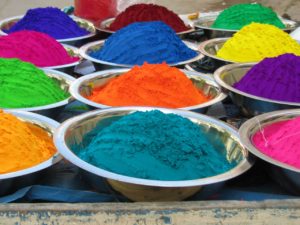 bowls of powder with different colors