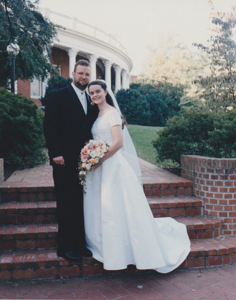Allie's parents outside Seacobeck in their wedding attire.