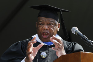 The late U.S. Congressman John Lewis, a former Freedom Rider, delivered the 2011 commencement address at UMW, in which he implored graduates to get into "good trouble, necessary trouble." Photo by Norm Shafer.