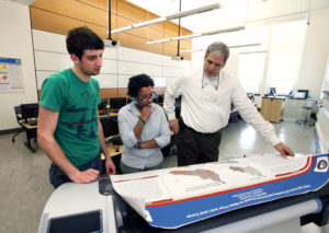 Associate Professor of Geography Brian Rizzo teaches a GIS class, Thursday, Feb. 23, 2012. (Photo by Norm Shafer).
