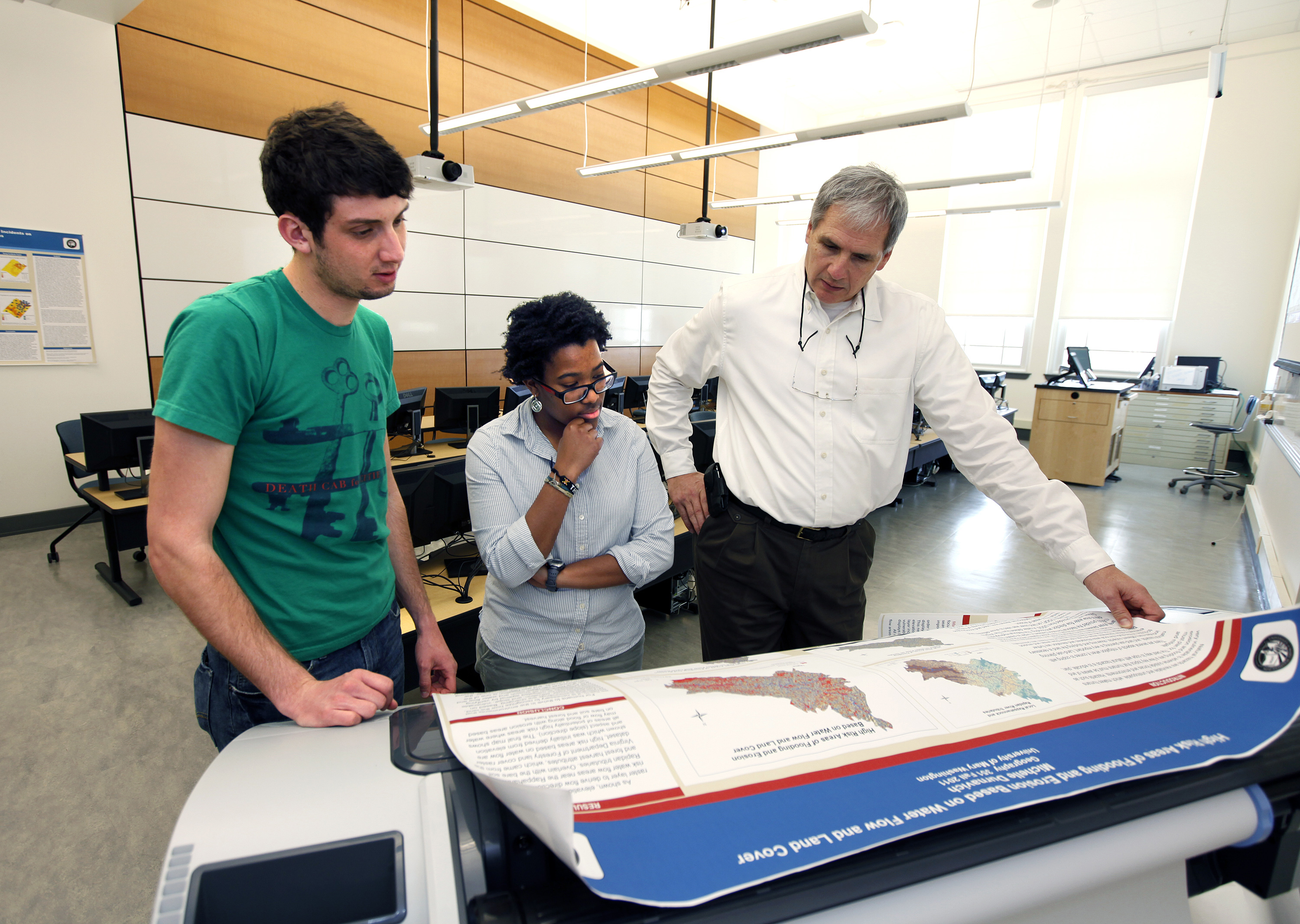 Associate Professor of Geography Brian Rizzo teaches a GIS class, Thursday, Feb. 23, 2012. (Photo by Norm Shafer).