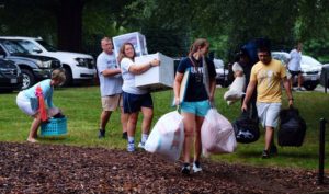 Students moving into dorms.