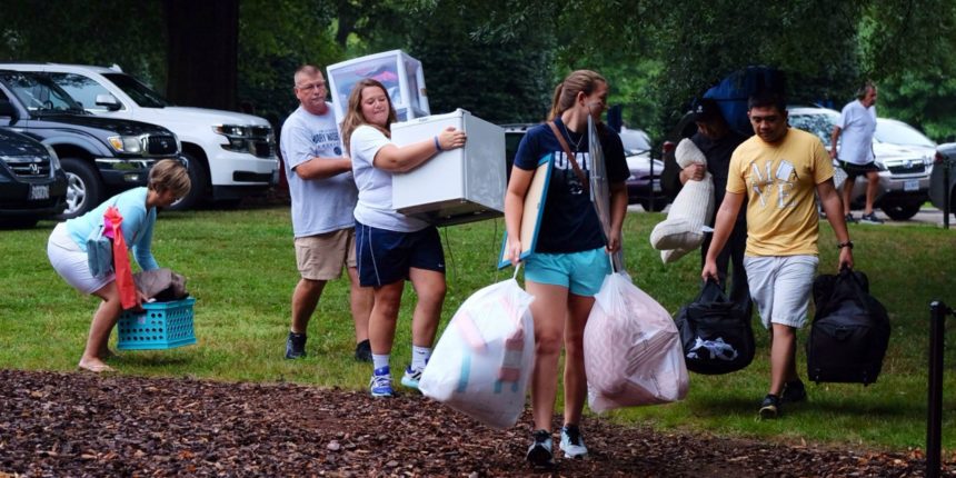 Students moving into dorms.