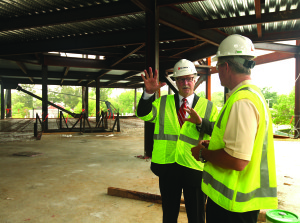 Hurley in a hard hat
