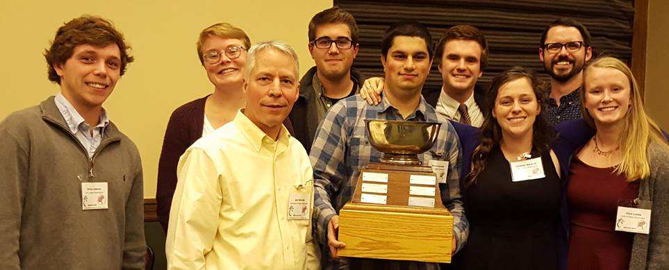 (From Left) Will Gatens, Summers Cleary, team coordinator Joe Nicholas, Colin Cate, Steven Fernando, Phil Devine, Christine MacKrell, Andrew Berens and Clara Ludtke