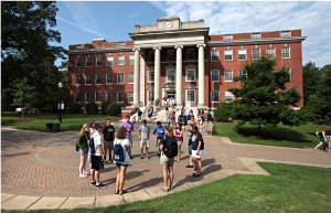 Spring day outside GW Hall