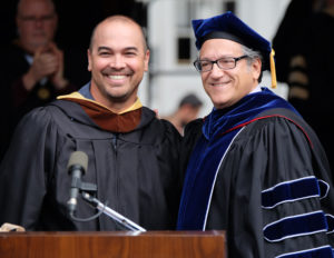 Jon Pineda receives the UMW Alumni Association Outstanding Young Faculty Member Award.