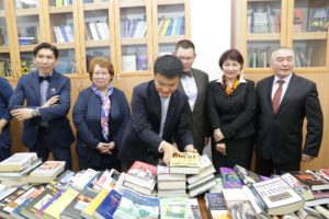 Faculty members from UMW's Department of Political Science and International Affairs contributed to a book drive headed by Professor Steve Farnsworth. The books were given to al-Farabi University in Kazakhstan.