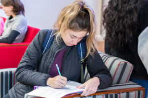 UMW students do a scavenger hunt to find principles of Universal Design for Learning (UDL) on campus. Photo by Jarred Cannon.