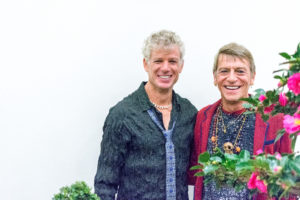 Todd Stewart (left) and Bob Chilton, owners of Gardens Unlimited, share expertise on bonsai at Mary Washington. The two designed UMW's new Zen garden, set to open by spring. Photo by Jarred Cannon.