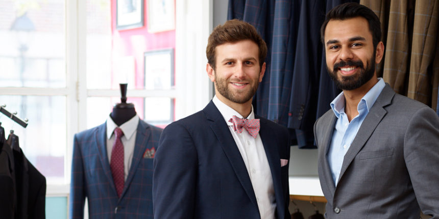 Rob Davis and Abbas Haider, both 2012 graduates of UMW, made the 2018 Forbes 30 Under 30 list. Their business, Aspect, sells men's bulletproof clothing. Photo by Adam Ewing.