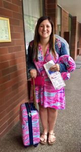 Junior Rebekah Funkhouser arrives at her summer internship at the Oregon Hearing Research Center. She studied cochlear implant users, like herself.