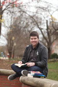 UMW junior Andy Unger worked with UMW's Center for Economic Development to open Andy and Elliot’s Books, a LGBTQ+ store. Photo by Karen Pearlman.