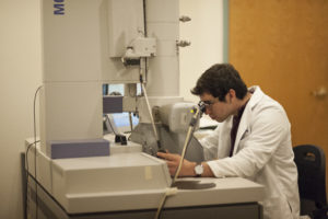 Biochemistry major Matt Tovar was the first University of Mary Washington student to take advantage of a recent agreement for early admission to George Washington University School of Medicine and Health Sciences. He hopes eventually to work in academics as a neurosurgeon. Photo by Alex Sakes.