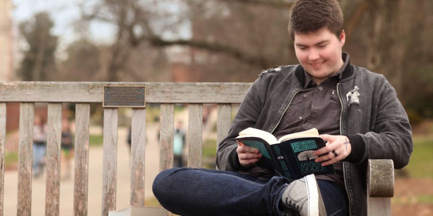 UMW junior Andy Unger worked with UMW's Center for Economic Development to open Andy and Elliot’s Books, an LGBTQ+ store. Photo by Karen Pearlman.