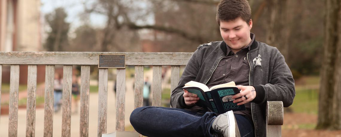UMW junior Andy Unger worked with UMW's Center for Economic Development to open Andy and Elliot’s Books, an LGBTQ+ store. Photo by Karen Pearlman.