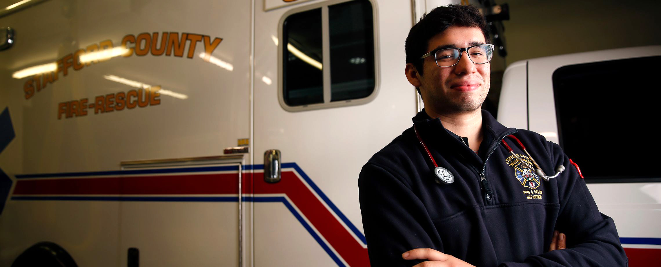 UMW junior, a biochemistry major involved in promising oncology research, also works at a Stafford County EMT. Photo by Suzanne Carr.