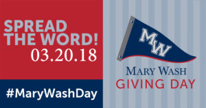The second annual Mary Wash Giving Day will take place on Tuesday, March 20.
