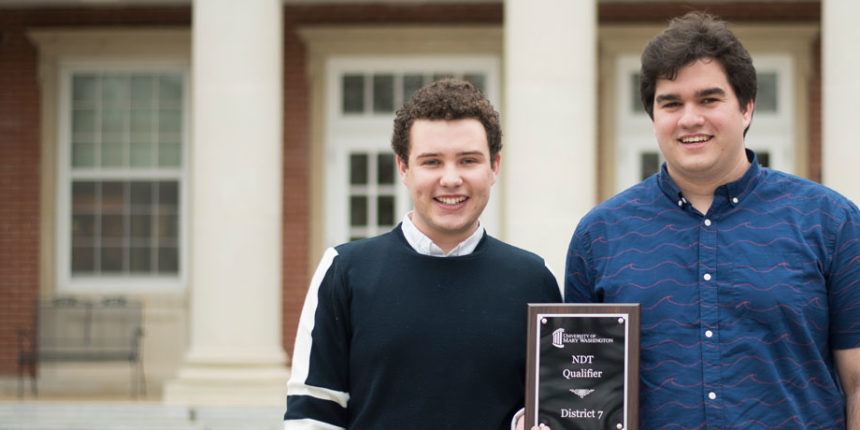 UMW juniors Parker Coon and Gabe Lewis will compete in the National Debate Tournament next month. Photo by Alex Sakes.