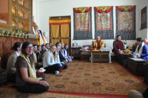 UMW students got a special audience with the Tibetan Buddhist teacher Chokyi Nyima Rinpoche, recognized as the seventh reincarnation of a Tibetan master. Photo by Dan Hirshberg.