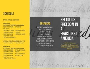 The Religious Freedom in a Fractured America conference takes place at UMW March 22 and 23.