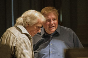 Winkler (left) and Bartram worked together to shape Winkler's role in the UMW Philharmonic Orchestra's 2017-18 finale. Photo by Norma Woodward.