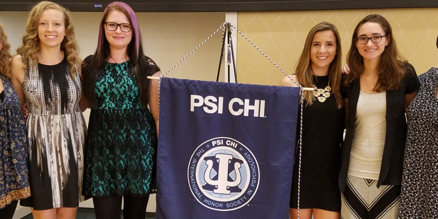 UMW Psi Chi officers, left to right: Aimee Silverman '18, Jamie Carey '18, Taylor Presley '18, Megan Jensen '18, Sophia Lamp '18 and Erin Shaw '19.