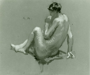 This "Seated Female Nude," sketch was among four pieces of art donated to Gari Melchers Home and Studio.