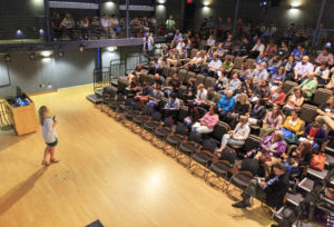 NPR lead education blogger Anya Kamanetz asked last night's crowd at DPL to help her tackle the anxiety that surrounds technology within education. Photo by Dave Ellis.