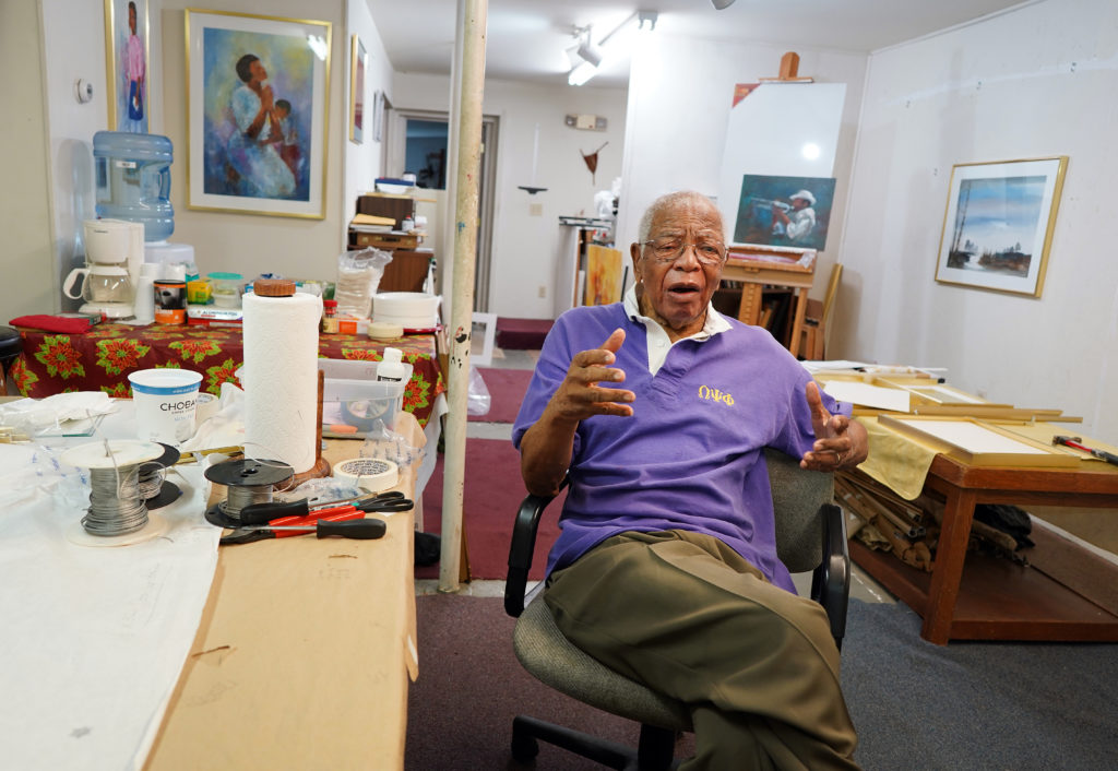 Around 1970, Johnson started renting space in a former funeral home on Charles Street to use as an art studio. At the time, it had no running water and produced enough moister to paint with.