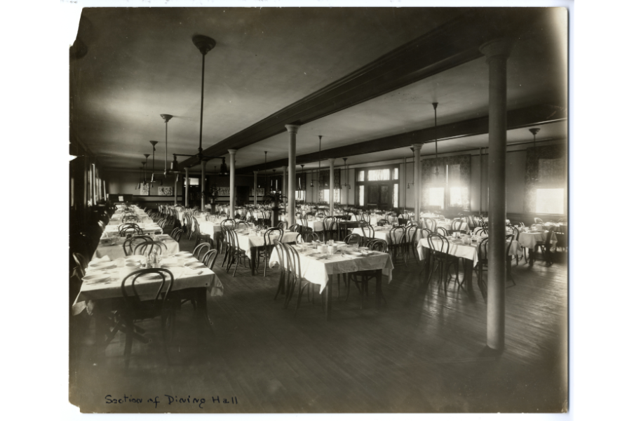 Willard Hall once housed a dining room, pictured in this 1915 photograph. (Simpson Library Special Collections)