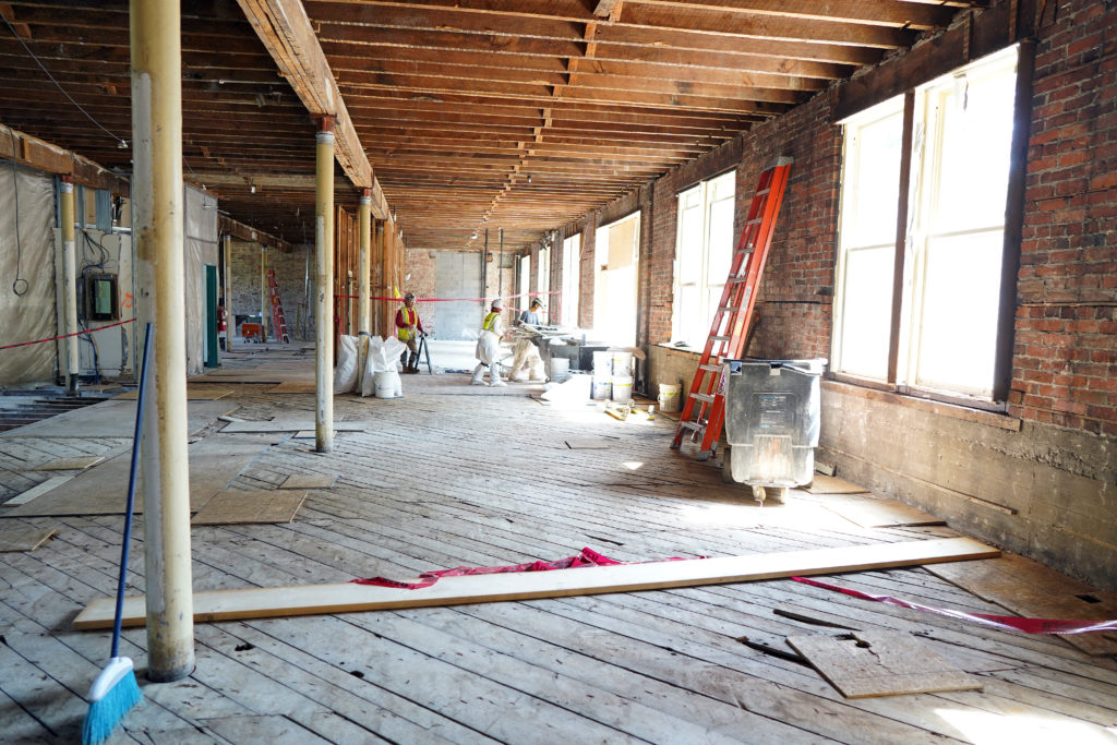 Workers have stripped Willard Hall all the way down to its floor joists as part of a $16.5 million renovation.