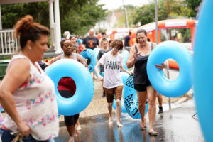 Nearly 2,000 people signed up to ride SlideFXBG, which stretched down Hanover Street. Photo by Suzanne Rossi.