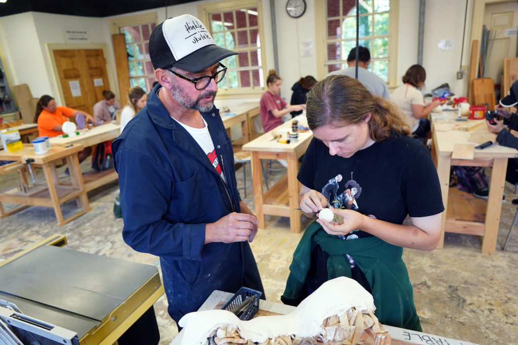 Larry Hinkle '00 enrolled in Mary Washington the same year he opened a cabinet making business downtown. He returned in 2016 as an art professor.